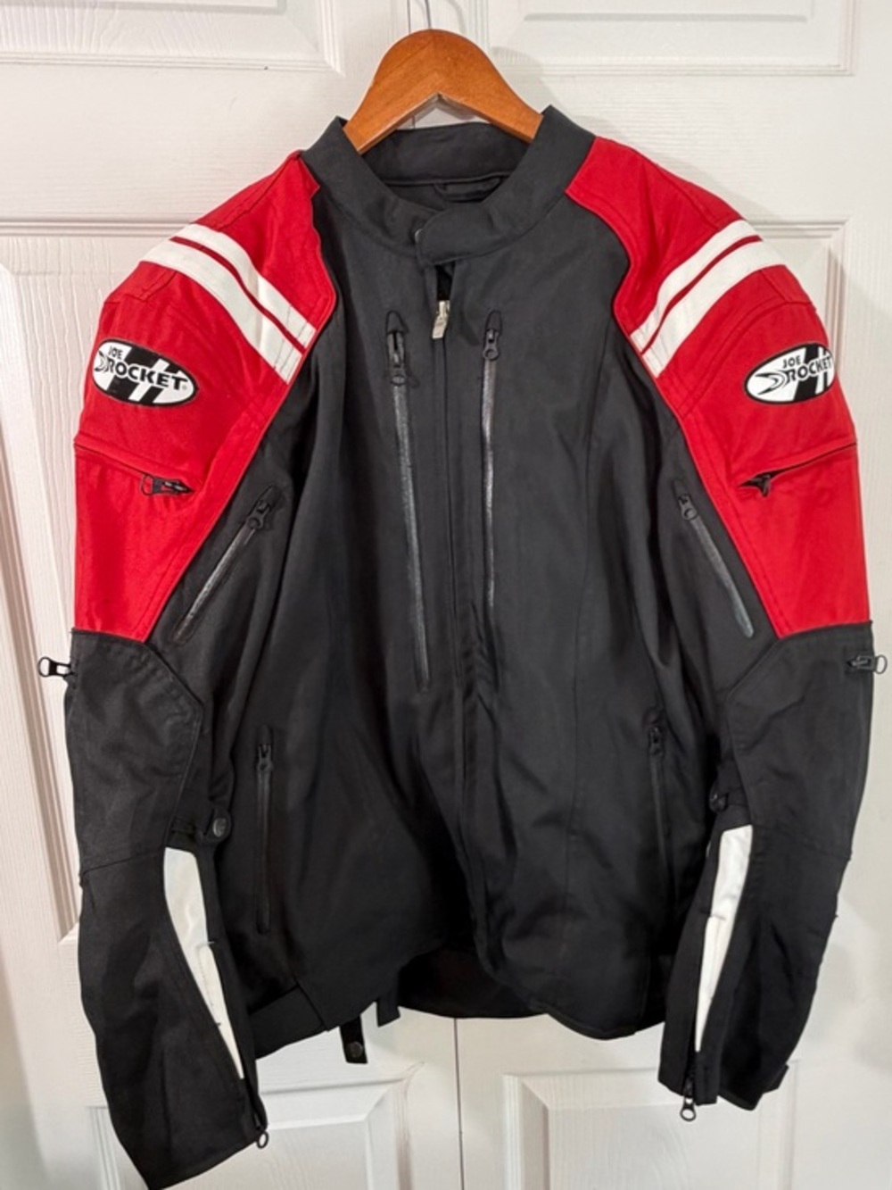 Joe Rocket Atomic 4.0 Motorcycle Jacket Black Red Mens L Armored Coat